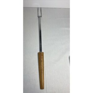 Vintage Androck Chrome Plated 20'' Meat Craving Fork Wooden‎ Handle USA